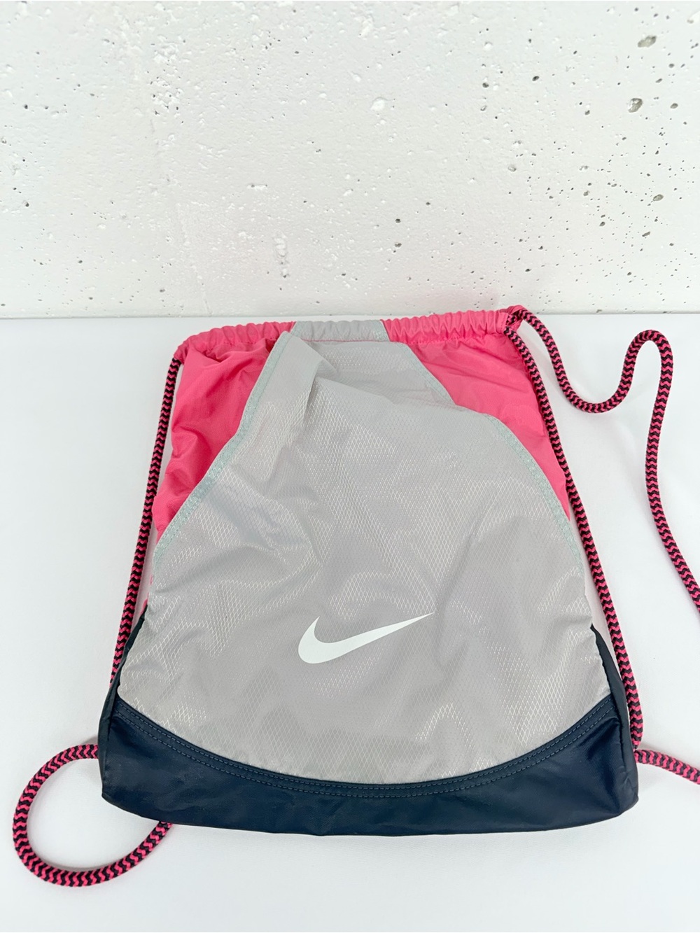 Nike Pink & Gray Colorblock Drawstring Gym Bag
